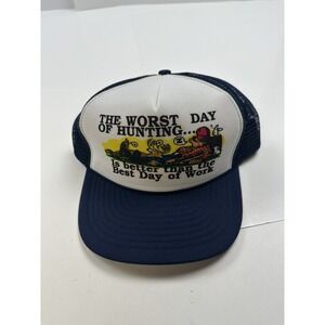 Vintage Hunting Trucker Hat Cap Mesh Snapback Nissin Funny